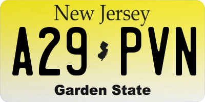 NJ license plate A29PVN