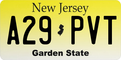 NJ license plate A29PVT