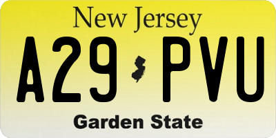 NJ license plate A29PVU