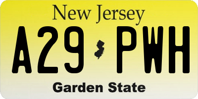 NJ license plate A29PWH
