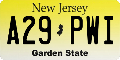 NJ license plate A29PWI