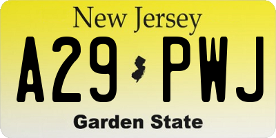 NJ license plate A29PWJ