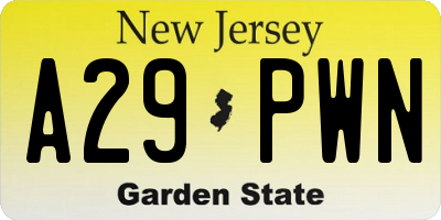 NJ license plate A29PWN