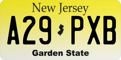 NJ license plate A29PXB