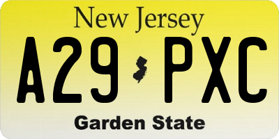 NJ license plate A29PXC