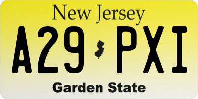 NJ license plate A29PXI
