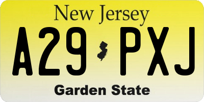 NJ license plate A29PXJ