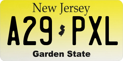 NJ license plate A29PXL