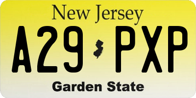 NJ license plate A29PXP