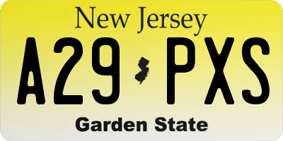 NJ license plate A29PXS