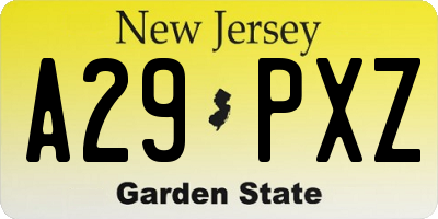 NJ license plate A29PXZ