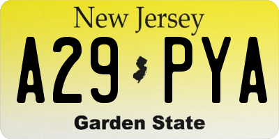 NJ license plate A29PYA