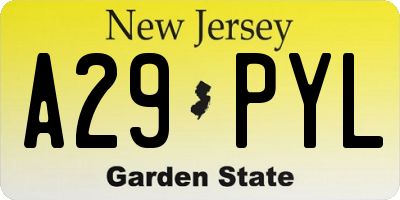 NJ license plate A29PYL