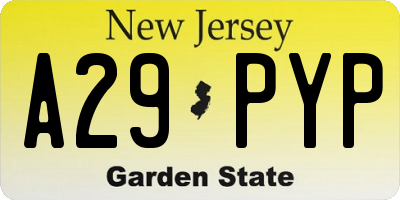 NJ license plate A29PYP