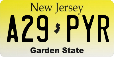 NJ license plate A29PYR