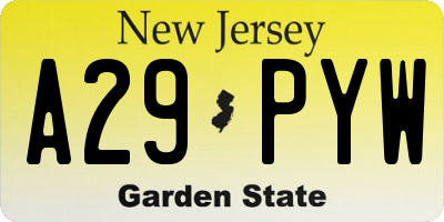 NJ license plate A29PYW