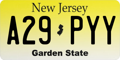 NJ license plate A29PYY