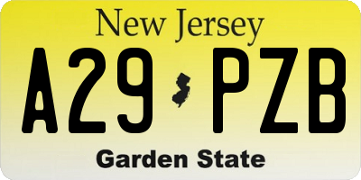 NJ license plate A29PZB