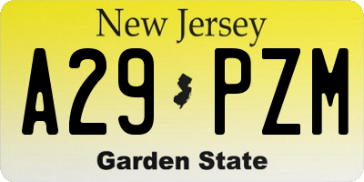 NJ license plate A29PZM