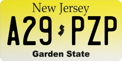 NJ license plate A29PZP