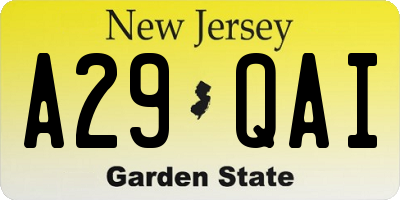NJ license plate A29QAI