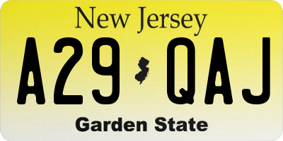 NJ license plate A29QAJ