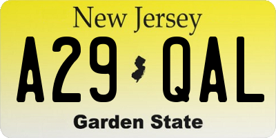 NJ license plate A29QAL