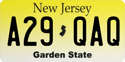 NJ license plate A29QAQ