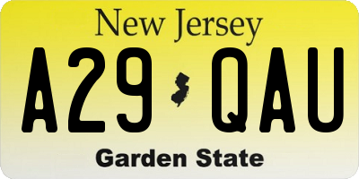 NJ license plate A29QAU