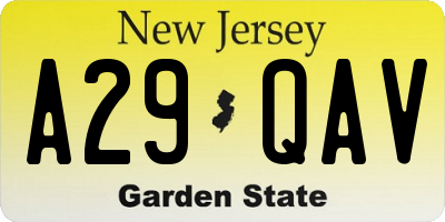 NJ license plate A29QAV