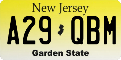 NJ license plate A29QBM