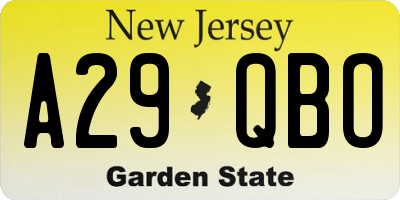 NJ license plate A29QBO