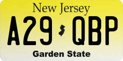 NJ license plate A29QBP