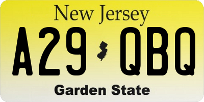 NJ license plate A29QBQ