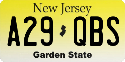 NJ license plate A29QBS