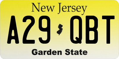 NJ license plate A29QBT