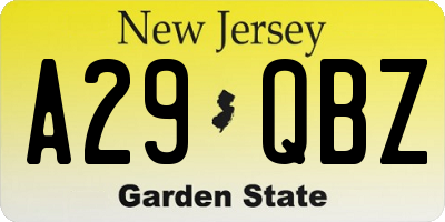 NJ license plate A29QBZ