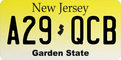 NJ license plate A29QCB