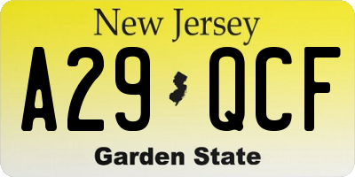NJ license plate A29QCF
