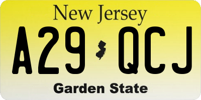 NJ license plate A29QCJ