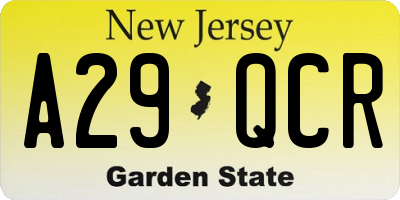 NJ license plate A29QCR