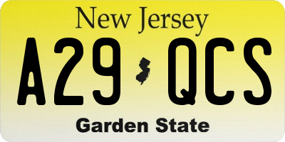 NJ license plate A29QCS
