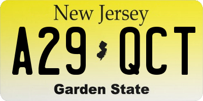 NJ license plate A29QCT