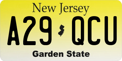 NJ license plate A29QCU
