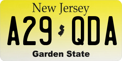 NJ license plate A29QDA