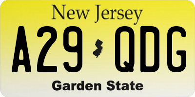 NJ license plate A29QDG