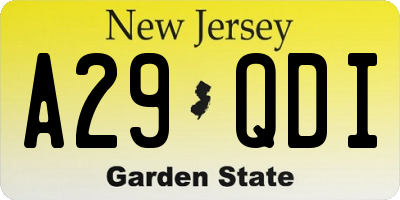 NJ license plate A29QDI
