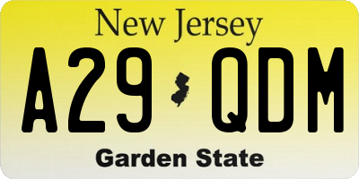 NJ license plate A29QDM