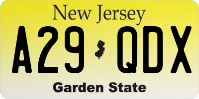 NJ license plate A29QDX