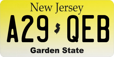 NJ license plate A29QEB